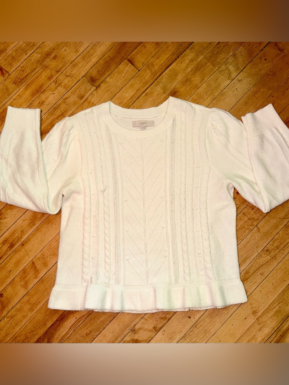 White Cable Knit Sweater - Loft - Size XL